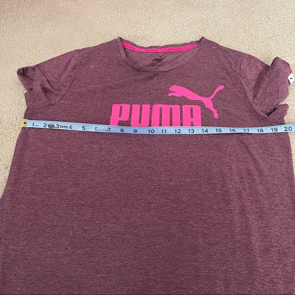 Puma crew neck tee mauve with neon pink lettering.  Puma logo on left sleeve - Picture 7 of 7